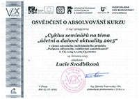 Osvědčení o absolvování kurzu 2015 - Lucie Svadbíková