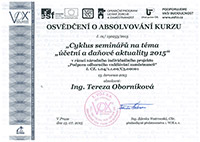 Osvědčení o absolvování kurzu 2015 - Tereza Oborníková