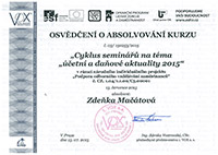 Osvědčení o absolvování kurzu 2015 - Zdeňka Mačátová